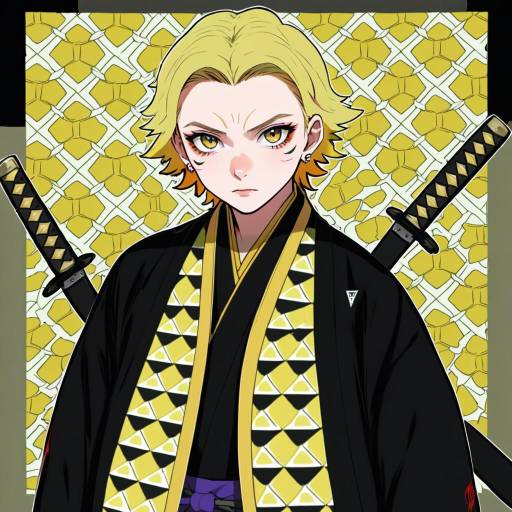 Illustration of Agatsuma zenitsu, kimetsu no yaiba in the style of Monori rogue