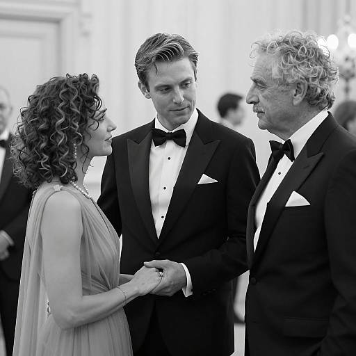 Elegant Monochrome Portrait of Three Figures