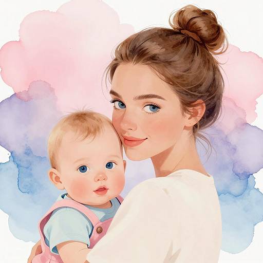 Heartwarming Mother and Baby Illustration