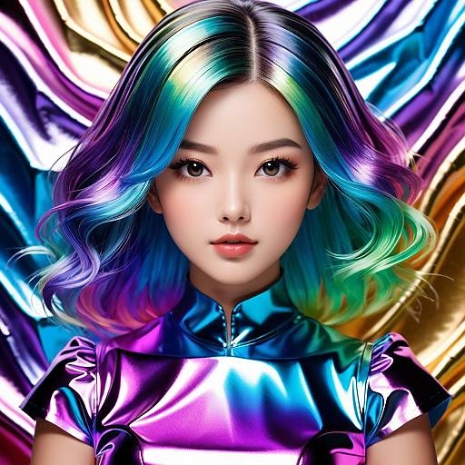 Gradient Metallic Girl Portrait