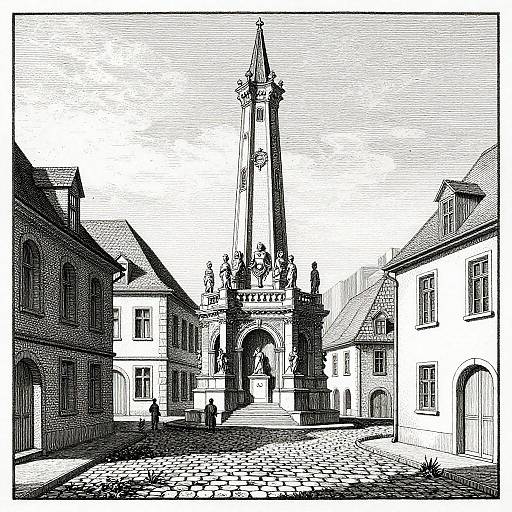 Engraved Historical Monument Illustration