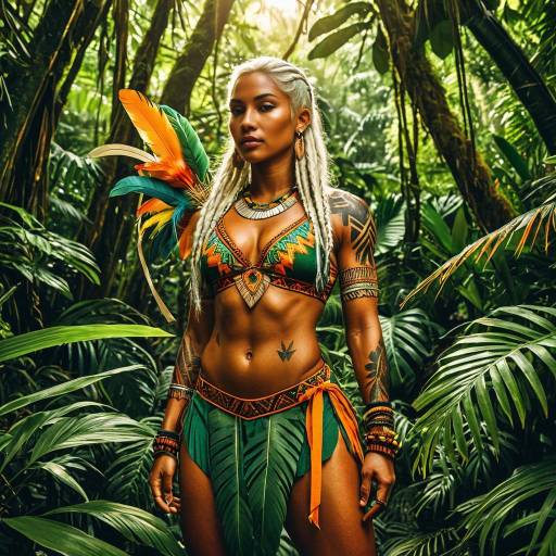 Tribal Woman in Tropical Rainforest