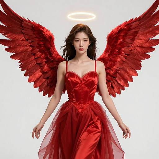 Female Angel with Red Wings