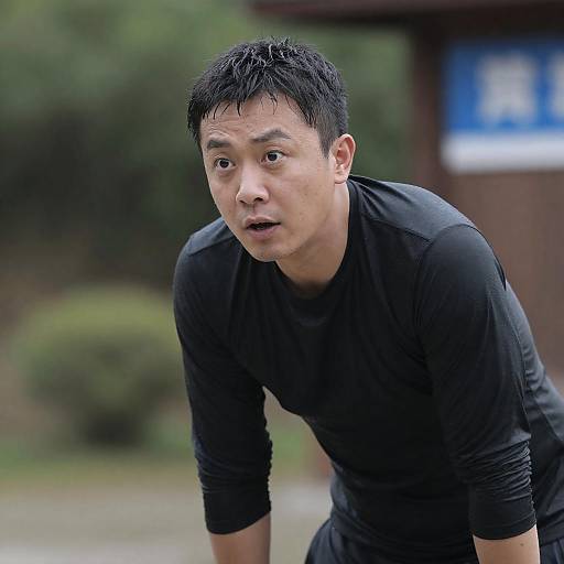 Surprised Man Outdoors in Wet Shirt