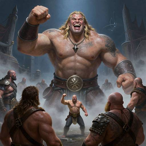 Hulking Viking Warriors at Night