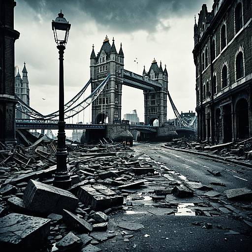 Post-Apocalyptic London with Ruined Tower Bridge