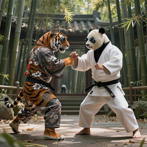 Epic Judo Clash: Tiger vs Panda