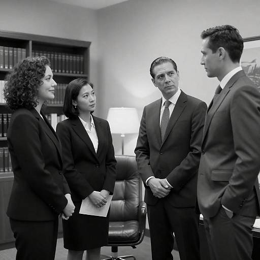 Formal Office Scene in Black and White