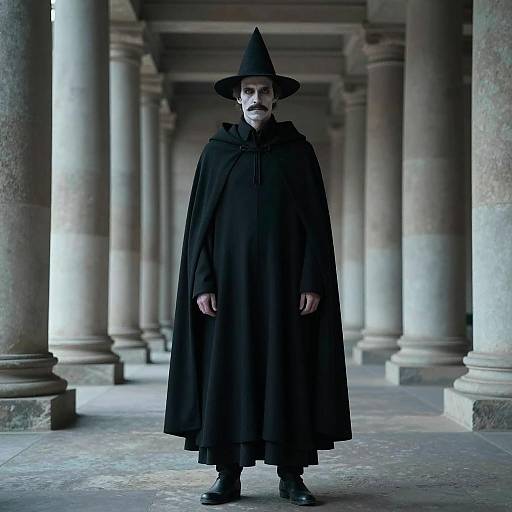 Mysterious Man in Ancient Colonnade