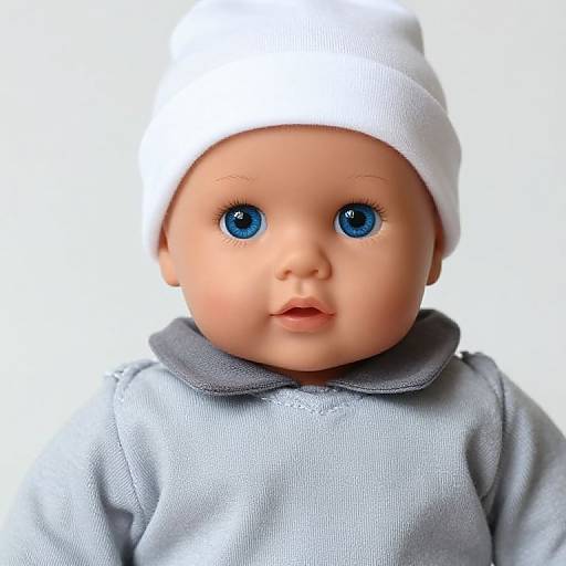 Blue-Eyed Baby Doll in Gray Sweater