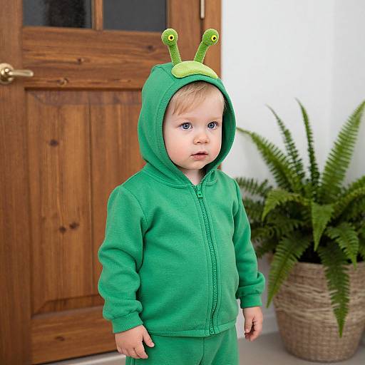 Toddler in Caterpillar Hooded Outfit