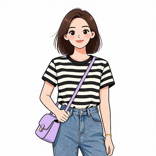 Smiling Woman in Casual Chic Outfit