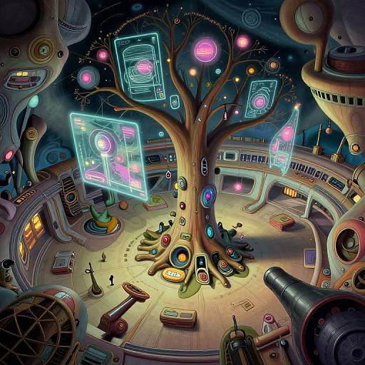 Futuristic Space Station Interior Fusion