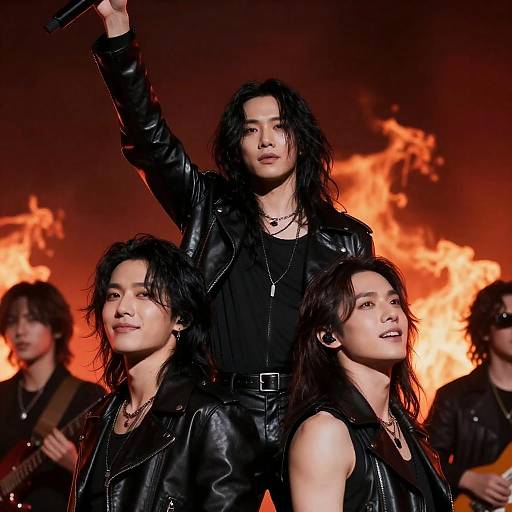 Fiery Rock Band in Dramatic Scene
