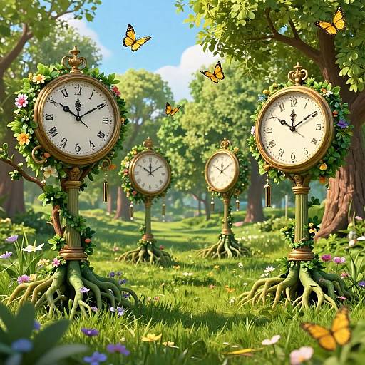 Enchanted Meadow of Blooming Clocks