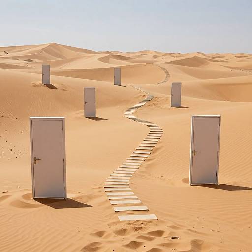 Surreal Desert of Floating Doors