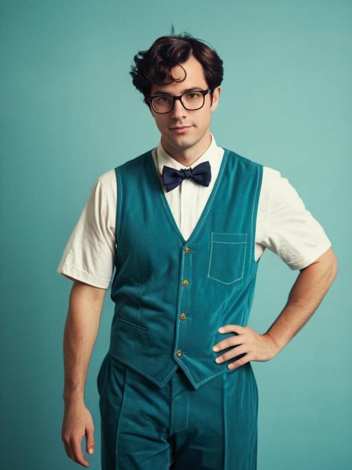 Man in Nerd Costume with Glasses and Bow Tie