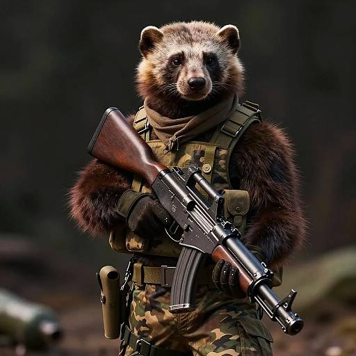 Eurasian Wolverine Armed in Camouflage