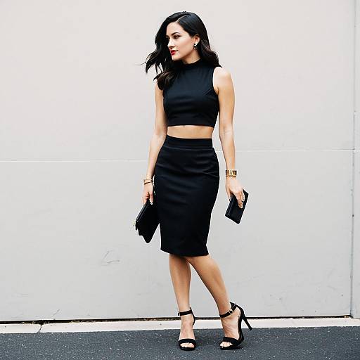 Classic Elegant Woman in Black Outfit