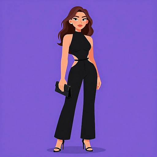 Elegant Woman in Cut-Out Jumpsuit