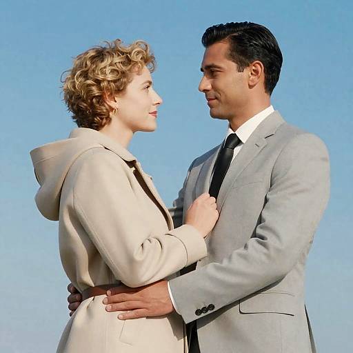 Intimate Couple Against Clear Blue Sky