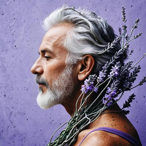 Older Man with Lavender and Silver Vines