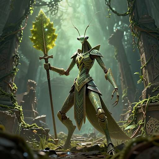 Ancient Mantid Warrior in Mystic Ruins
