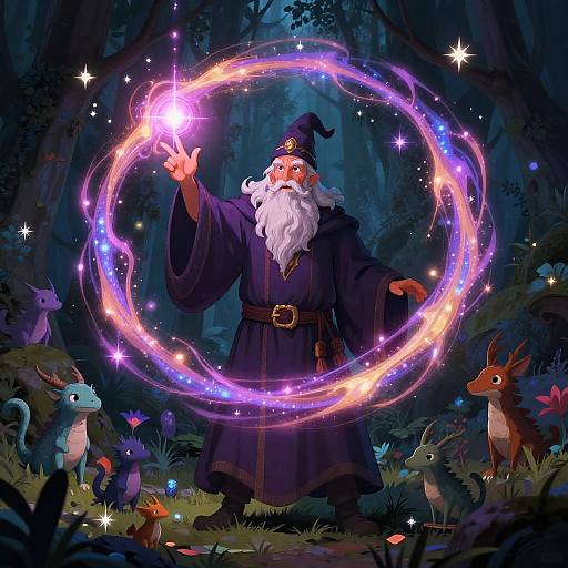 Old School Wizard Casting Spell