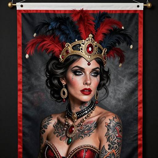 Vintage Tattooed Carnival Lady Portrait