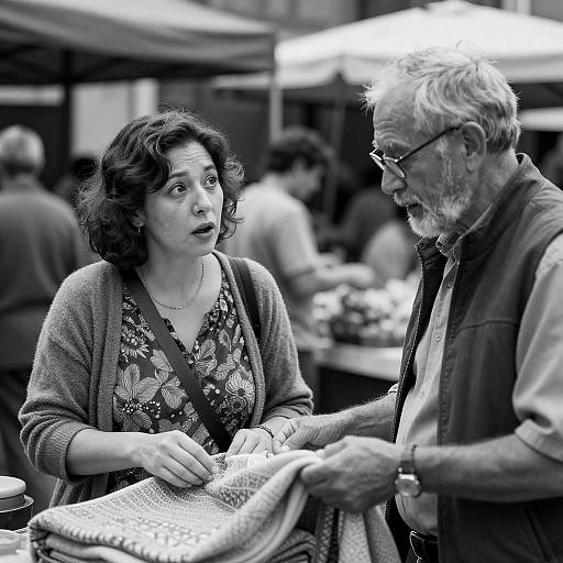 Surprised Encounter at Market Stall