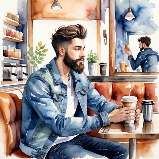 Charming Cafe Scene in Watercolor Charming Cafe Scene in Watercolor