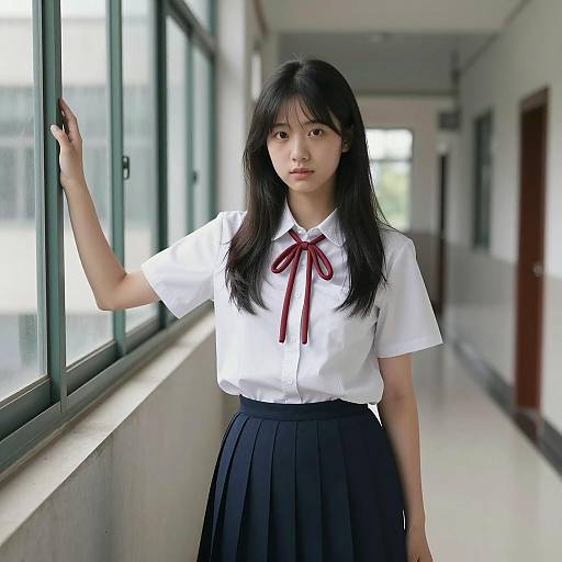 Asian Woman in School Uniform Portrait