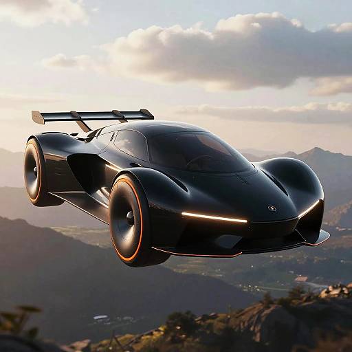 Futuristic Sleek Flying Car CGI