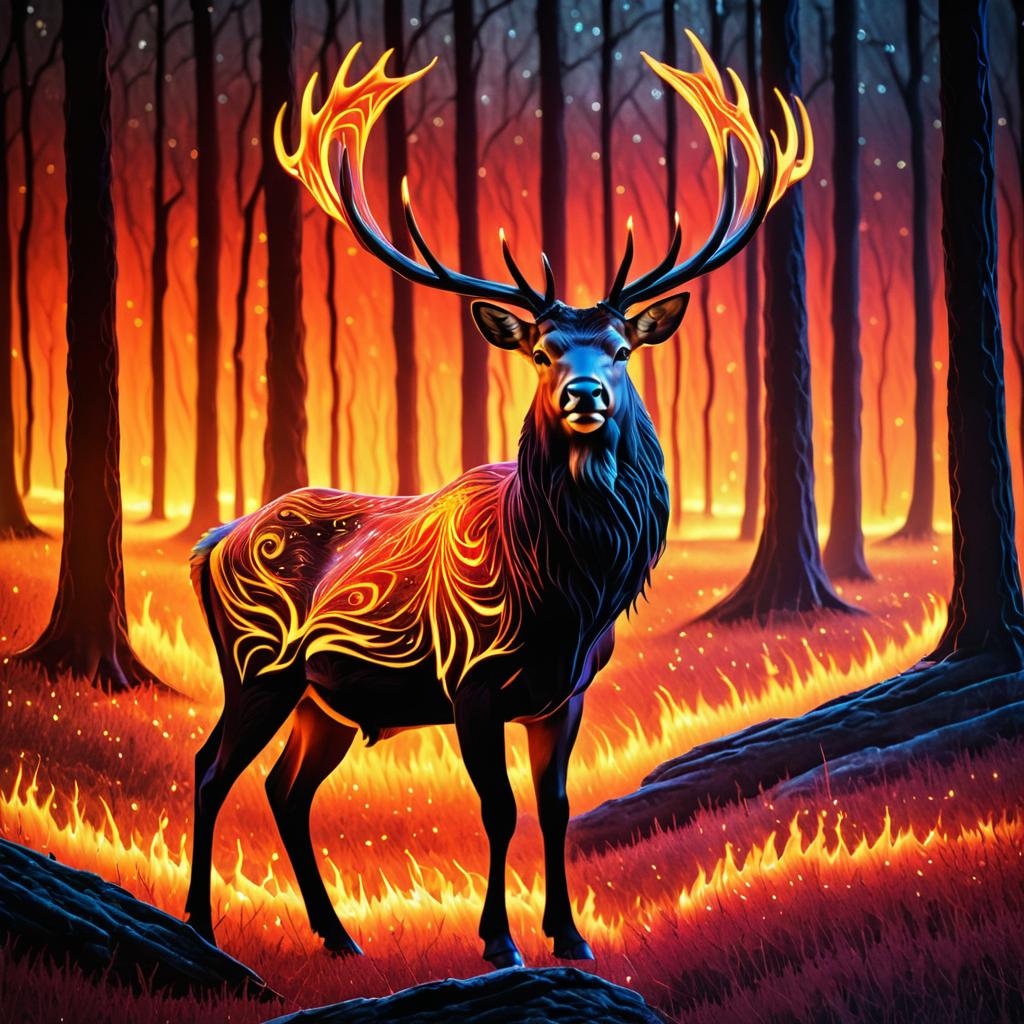 Ember Elk in a Fiery Glade