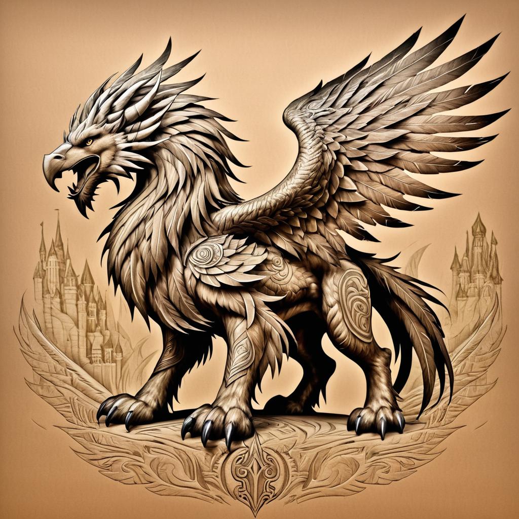 Epic Griffin Sketch in Fantasy Style