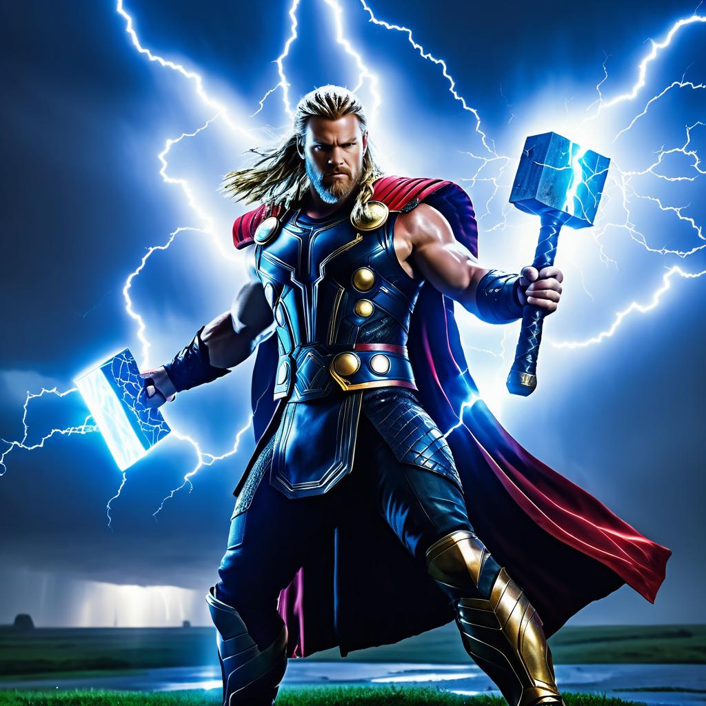 Epic Portrait of Thor with Mjolnir