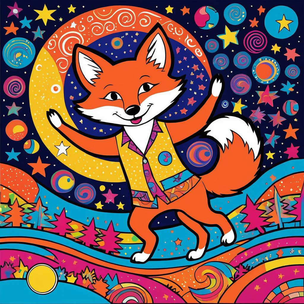 Whimsical Fox Dance under Full Moon