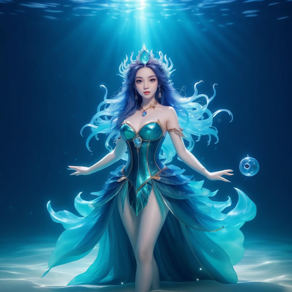 Charming Female Sea Witch in Fantasy Style