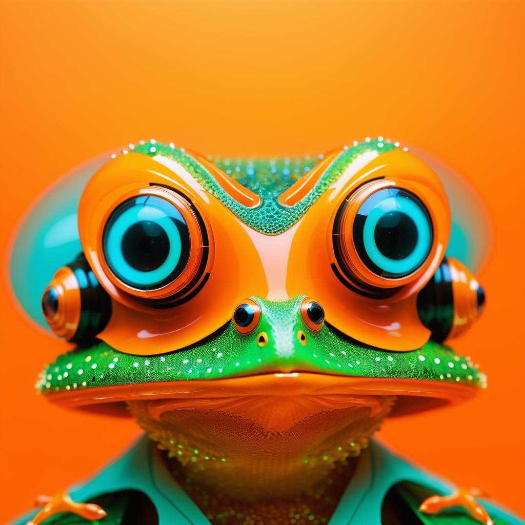 Bioluminescent Frog-Bird Hybrid Portrait