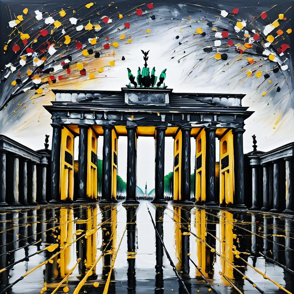 Brandenburg Gate in Pollock's Abstract Style