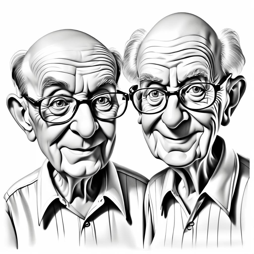 Funny Elderly Couple Caricature Drawing