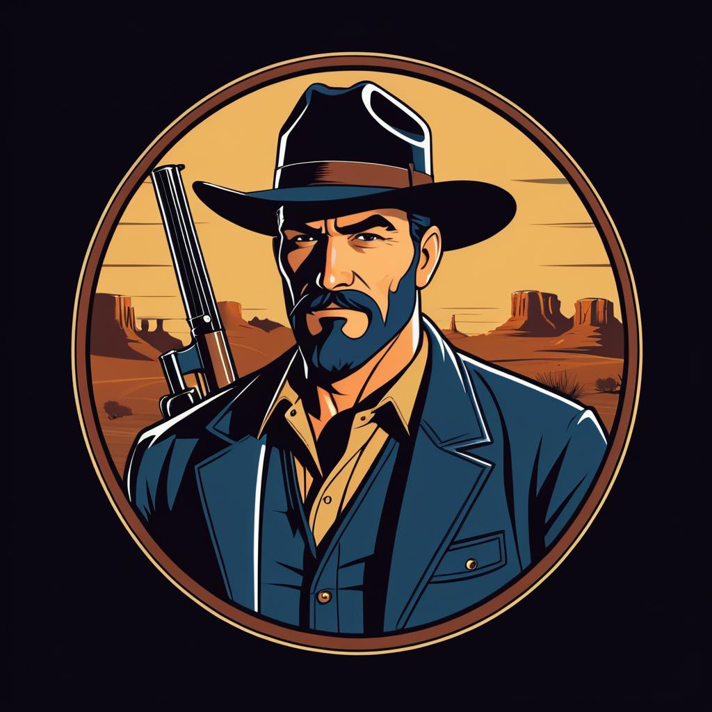 Dynamic Vintage Western Cartoon T-Shirt Design