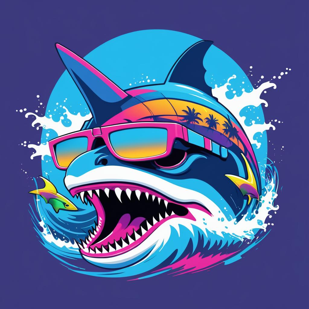 Retro Shark T-Shirt Design Illustration