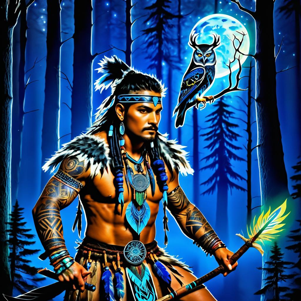 Shamanic Warrior in Enchanted Forest