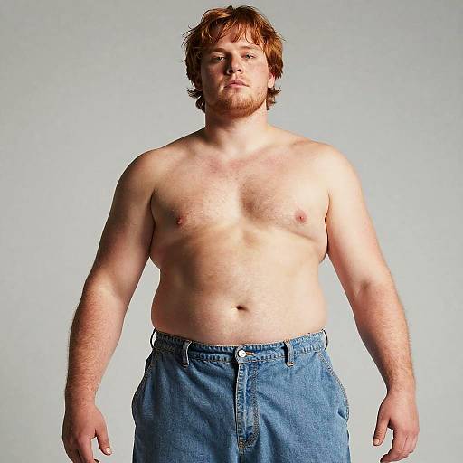 Beefy Young Man in Chambray Pants