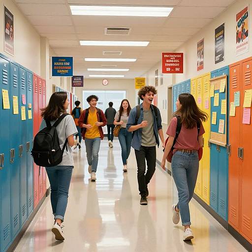 Lively High School Hallway Scene