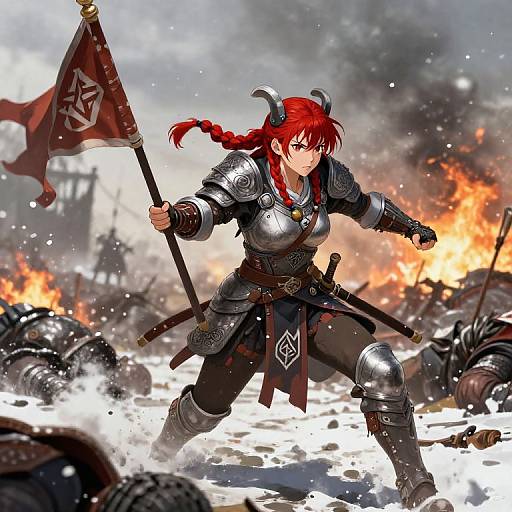 Anime Viking Girl Warrior in Battle