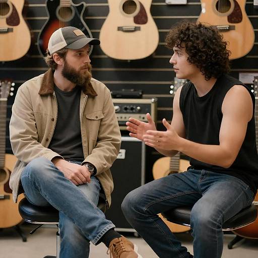 Two Musicians in a Guitar Shop