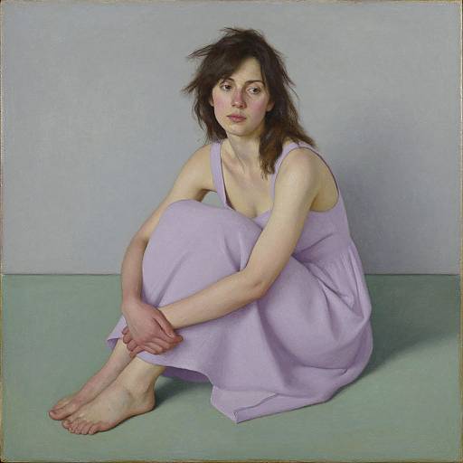 Contemplative Woman in Lavender Dress