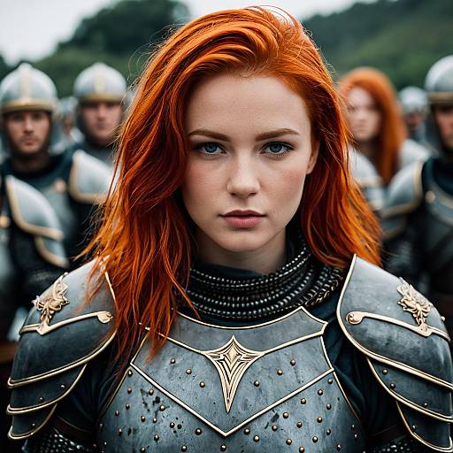 Brave Woman in Armor Costume Portrait